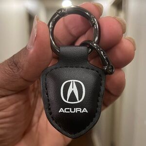 ACURA Black & White Arrow Head Shaped Leather Logo Keychain